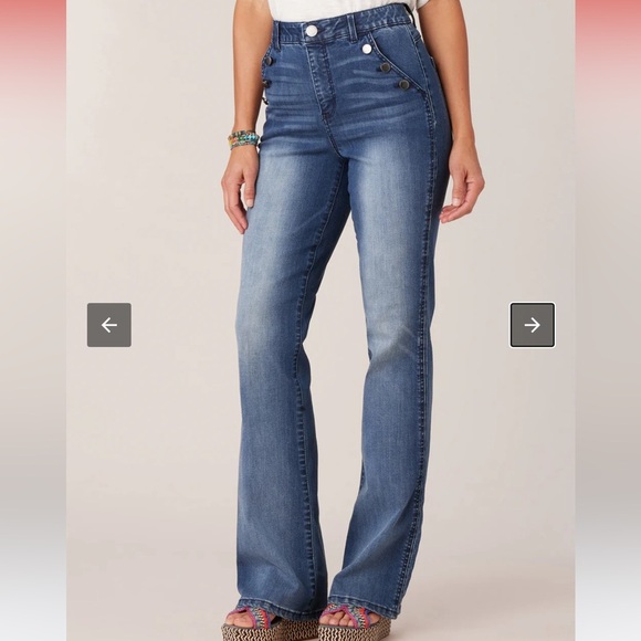 Democracy “Ab-Solution” Skyrise Flare trouser style blue jean dark wash - Picture 1 of 16